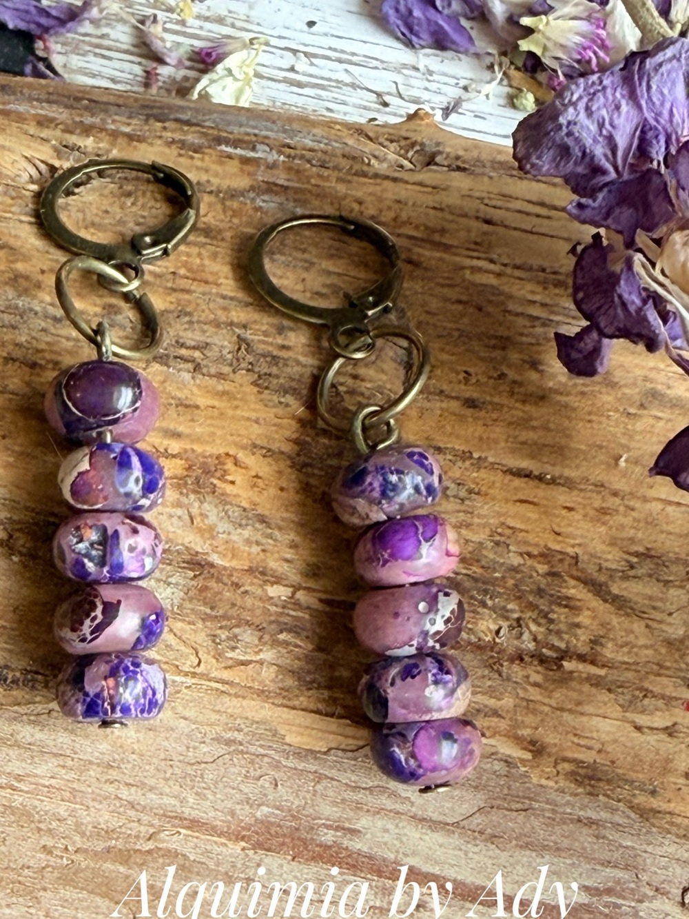 Alquimia Purple and Pink Beaded Drop Earrings